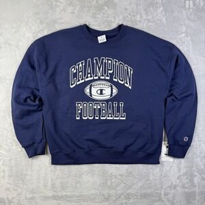 Champion Football Crewneck Sweatshirt Women's Medium Blue Navy NWT Sporty Preppy